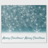 Witte sneeuwvlokken op blauw cadeaupapier (Vlak)