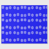 Witte sneeuwvlokken op blauw cadeaupapier (Vlak)