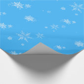 Witte Sneeuwvlokken op blauw Cadeaupapier (Hoek)