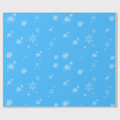 Witte Sneeuwvlokken op blauw Cadeaupapier (Vlak)
