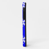 Witte sneeuwvlokken op blauw Case-Mate iPhone case (Achterkant/links)