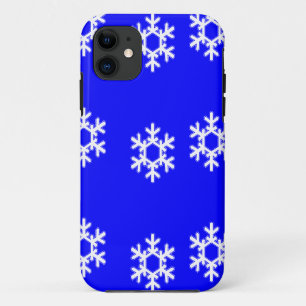 Witte sneeuwvlokken op blauw Case-Mate iPhone case