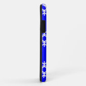 Witte sneeuwvlokken op blauw Case-Mate iPhone case (Achterkant/rechts)