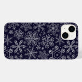 Witte sneeuwvlokken op blauw Case-Mate iPhone case (Achterkant (horizontaal))