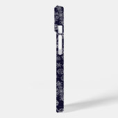 Witte sneeuwvlokken op blauw Case-Mate iPhone case (Achterkant / Links)