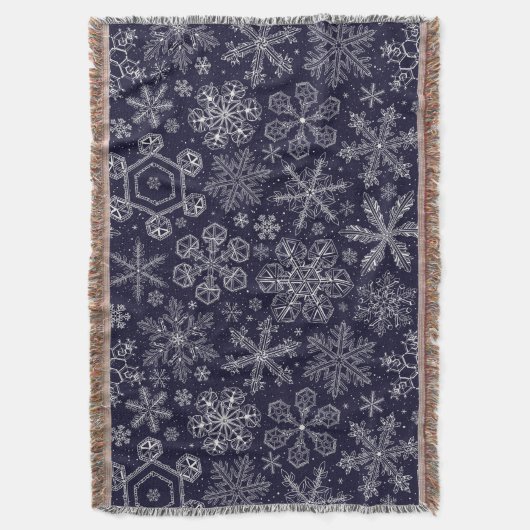 Witte sneeuwvlokken op blauw deken (Voorkant Verticaal)