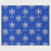 Witte sneeuwvlokken op blauw kerstfeest cadeaupapier (Vlak)