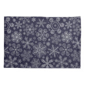 Witte sneeuwvlokken op blauw kussensloop (Achterkant-Links)