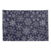 Witte sneeuwvlokken op blauw kussensloop (Achterkant-Rechts)