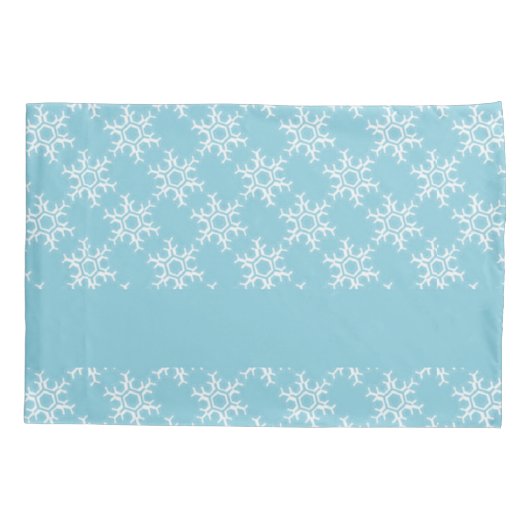 Witte sneeuwvlokken op blauw kussensloop (Achterkant)