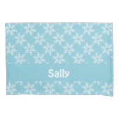 Witte sneeuwvlokken op blauw kussensloop (Voorkant)