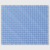 Witte sneeuwvlokken op blauw raster cadeaupapier (Vlak)