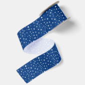 Witte sneeuwvlokken op blauw satijnen lint (Achterkant)