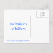 Witte sneeuwvlokken op blauw, sla de datum op, bri aankondigingskaart (Achterkant)