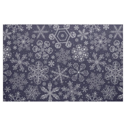 Witte sneeuwvlokken op blauw stof (Fat Quarter)