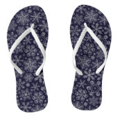 Witte sneeuwvlokken op blauw teenslippers (Voetbed)