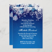 Witte sneeuwvlokken op blauw Vrijgezellenfeest Kaart (Voorkant / Achterkant)