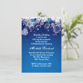 Witte sneeuwvlokken op blauw Vrijgezellenfeest Kaart (Staand voorkant)