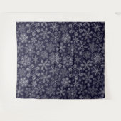 Witte sneeuwvlokken op blauw wandkleed (Voorkant (horizontaal))