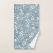 Witte sneeuwvlokken op blauwe achtergrond bad handdoek (Handdoek)
