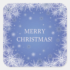 Witte sneeuwvlokken op blauwe achtergrond kerstmis vierkante sticker