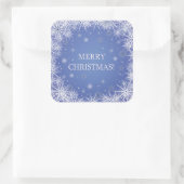 Witte sneeuwvlokken op blauwe achtergrond kerstmis vierkante sticker (Tas)