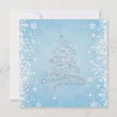Witte sneeuwvlokken op blauwe bruiloft kaart (Achterkant)