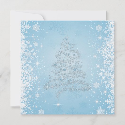 Witte sneeuwvlokken op blauwe bruiloft kaart (Achterkant)