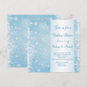 Witte sneeuwvlokken op blauwe bruiloft kaart (Voorkant / Achterkant)