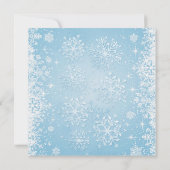 Witte sneeuwvlokken op blauwe bruiloft kaart (Achterkant)