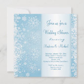 Witte sneeuwvlokken op blauwe bruiloft kaart (Voorkant)