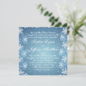 Witte sneeuwvlokken op blauwe bruiloft kaart (Staand voorkant)