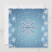 Witte sneeuwvlokken op blauwe bruiloft kaart (Achterkant)