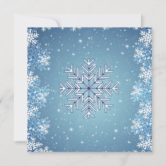 Witte sneeuwvlokken op blauwe bruiloft kaart (Achterkant)