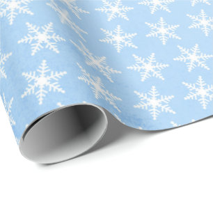 witte sneeuwvlokken op Bleek blauw Cadeaupapier