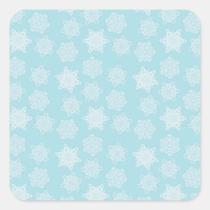 Witte sneeuwvlokken op Bleke blauwe Kerst stickers