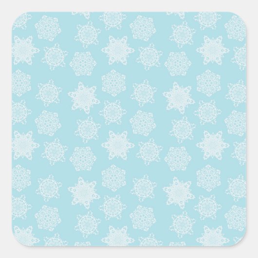 Witte sneeuwvlokken op Bleke blauwe Kerst stickers (Voorkant)