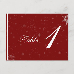 Witte sneeuwvlokken op Cranberry Tafel Nummer Briefkaart