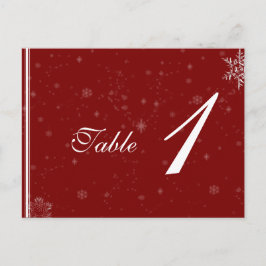 Witte sneeuwvlokken op Cranberry Tafel Nummer Briefkaart
