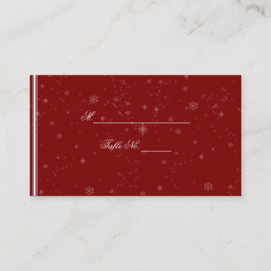 Witte sneeuwvlokken op Cranberry Wedding Place Car Plaatskaartje (Voorkant)