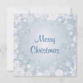 Witte sneeuwvlokken op de blauwe kerstfeestdag kaart (Achterkant)