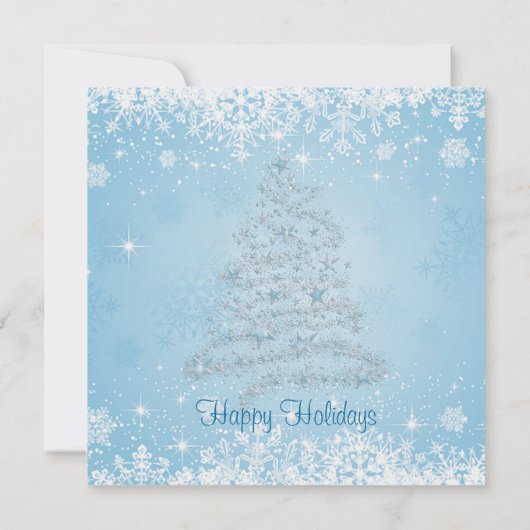 Witte sneeuwvlokken op de blauwe kerstfeestdag kaart (Achterkant)