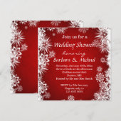 Witte sneeuwvlokken op de rode bruiloft kaart (Voorkant / Achterkant)