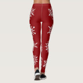 Witte sneeuwvlokken op de Rode Winterfeestdag Leggings (Achterkant)