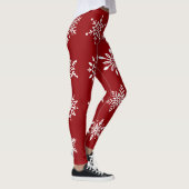 Witte sneeuwvlokken op de Rode Winterfeestdag Leggings (Rechts)