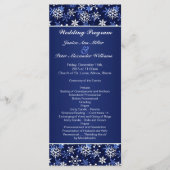 Witte sneeuwvlokken op donkerblauw Wedding program Programmakaart (Voorkant)