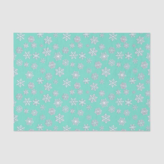 Witte sneeuwvlokken op een aquatische achtergrond tissuepapier (Voorkant)