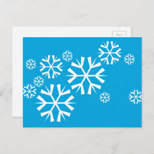 Witte sneeuwvlokken op een blauwe achtergrond briefkaart