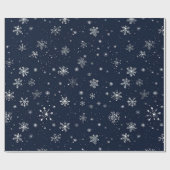 Witte sneeuwvlokken op een donkerblauwe achtergron cadeaupapier (Vlak)