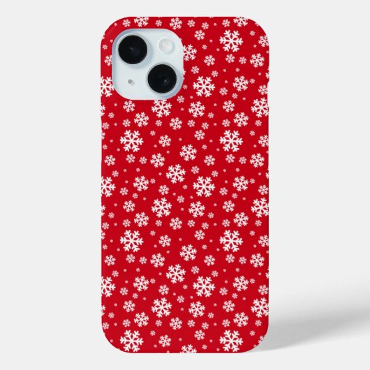 Witte sneeuwvlokken op een rood winterpatroon Case-Mate iPhone case (Achterkant)